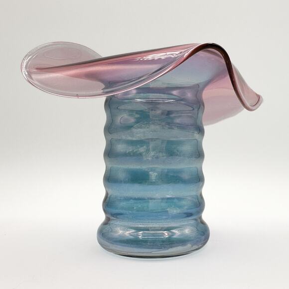 Dunbar Flint Glass Co. Aramis Whimsy Hat Vase Jack in the Pulpit Iridescent '30s - Picture 3 of 13